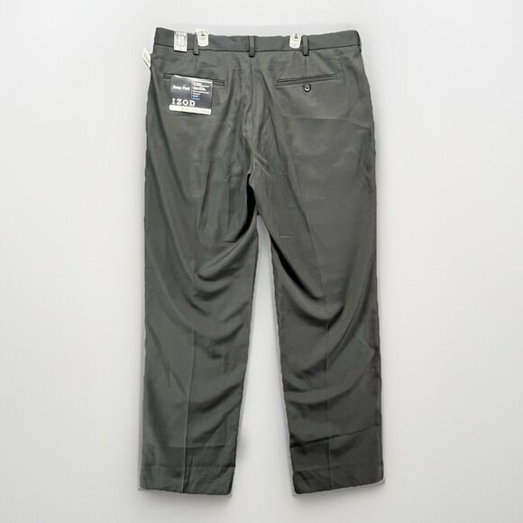 Izod Pants Mens 36x32 Black Straight Flat Wrinkle Free Trousers Textured NWT - Picture 1 of 4